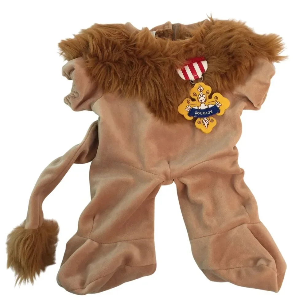 Build A Bear Clothes Wizard of Oz Cowardly Lion Costume w/Hood and Courage Badge